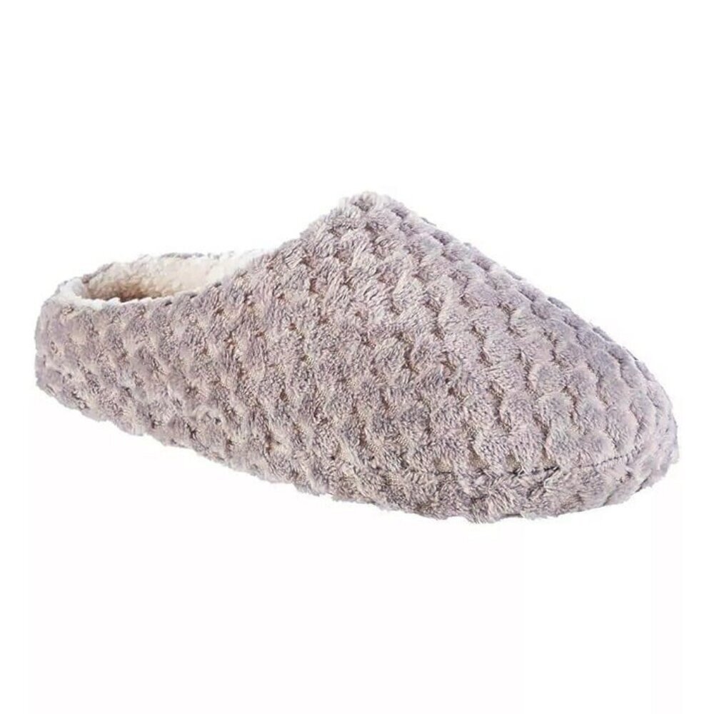 Isotoner Women's Popcorn-Textured Faux Fur Slippers Grey Size M (7-8) MSRP $30